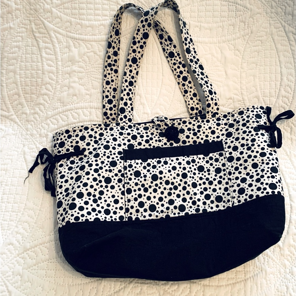 “Polkadot” Shoulder Tote w/ 10 Interior (Vinyl See Tru) Wall Storage Pockets